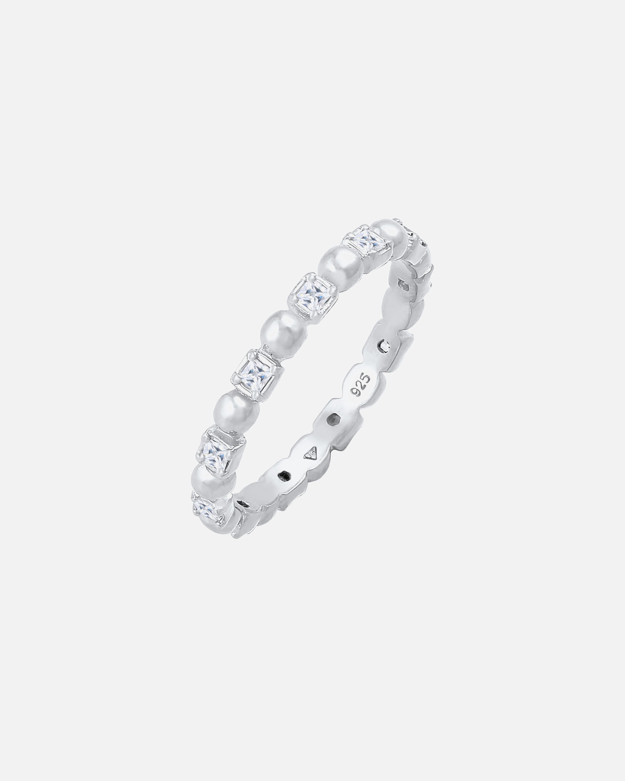 Ring für Weiblich Elli Bandring Kugel Zirkonia Viereck 925 Silber 54