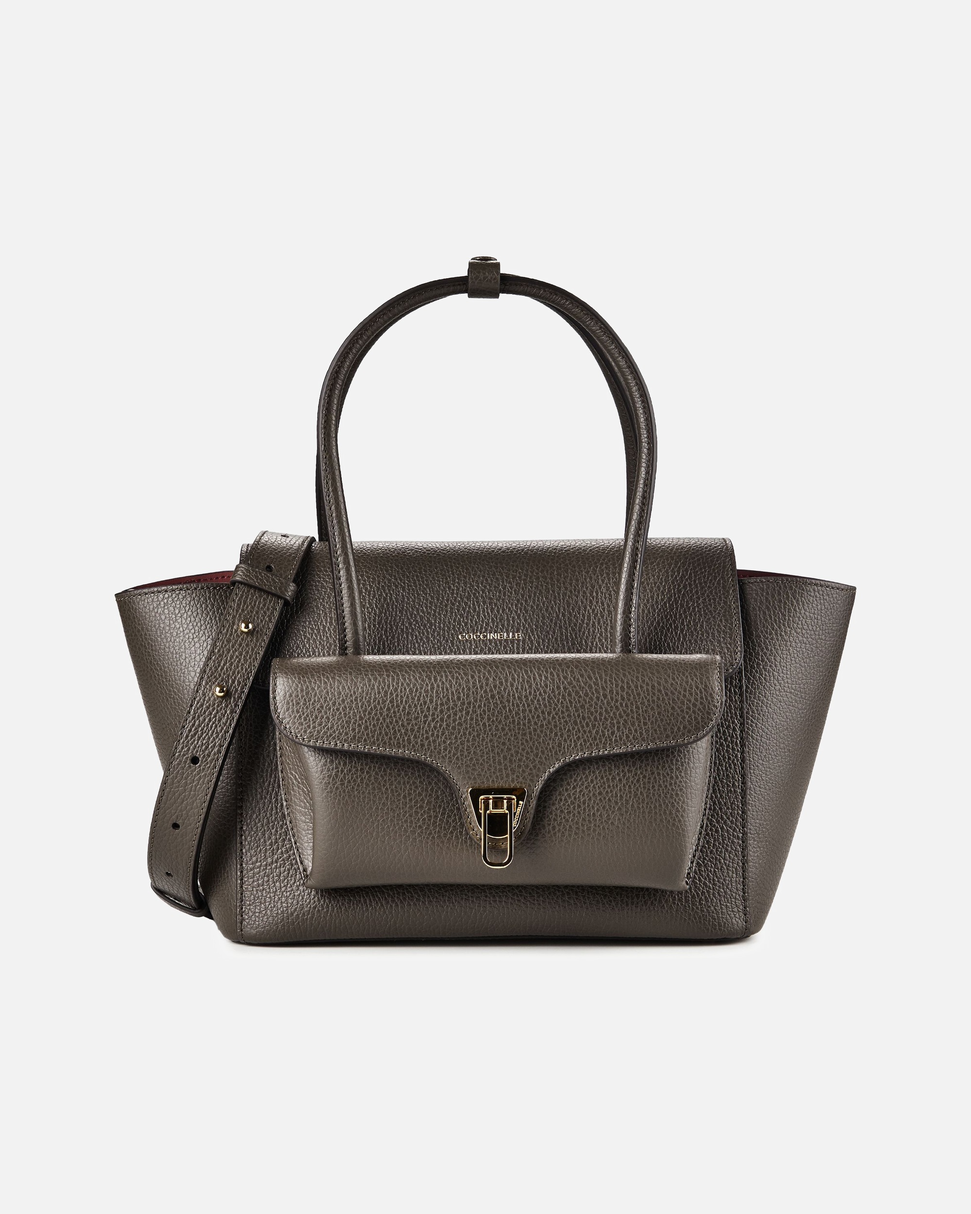 Tasche für Weiblich Coccinelle Double Beat Schultertasche fango