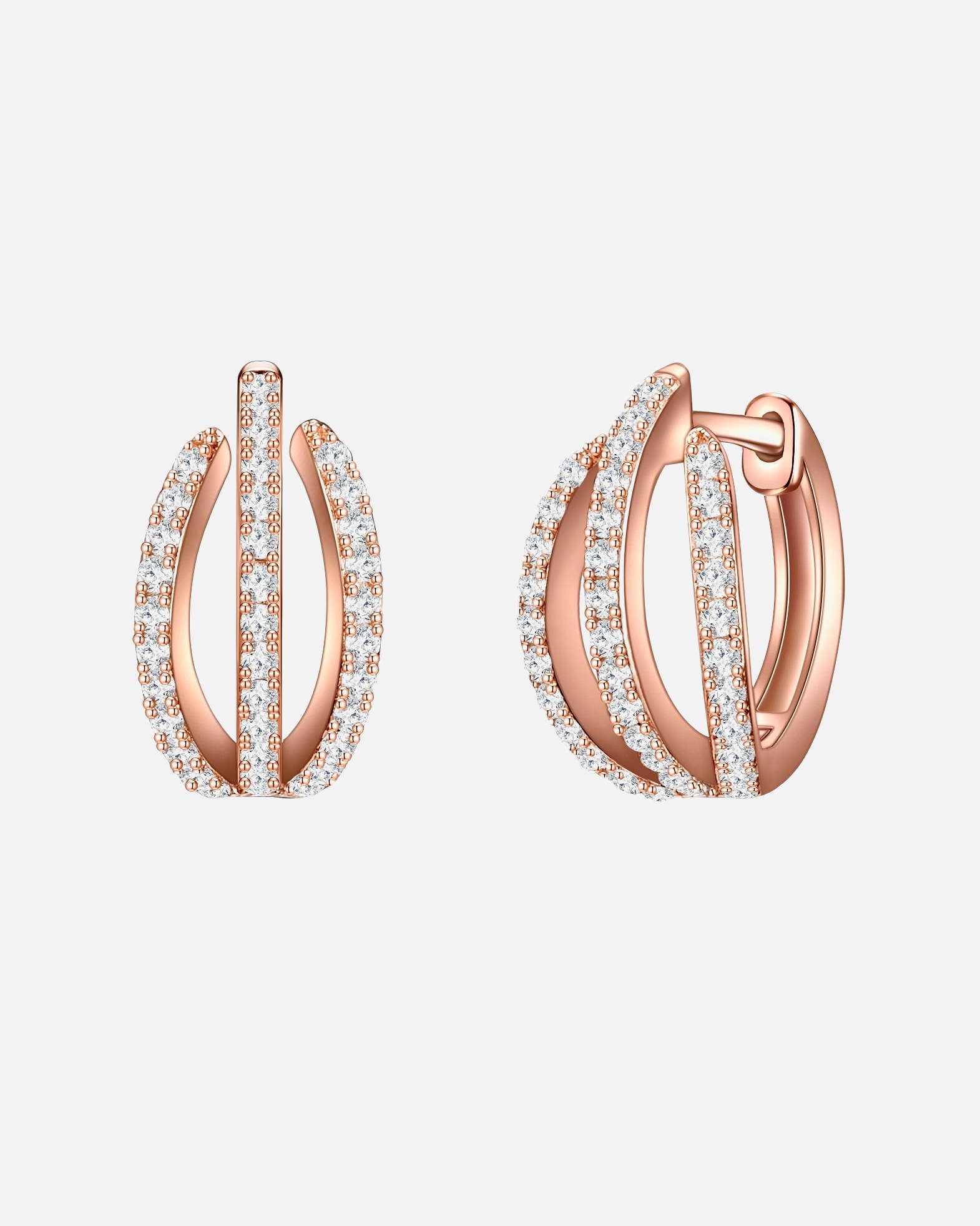 Ohrringe für Weiblich Trilani Creolen aus Sterling Silber in roségold mit Zirkonia 14,7 mm