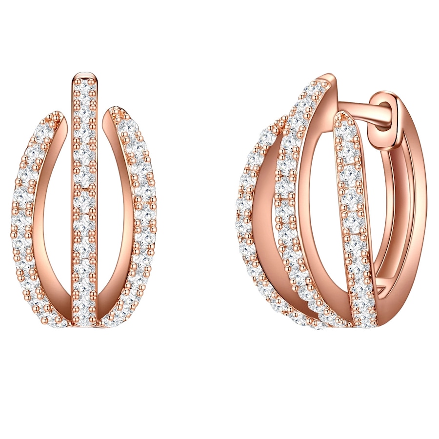 Trilani Creolen aus Sterling Silber in roségold mit Zirkonia 14,7 mm Damen