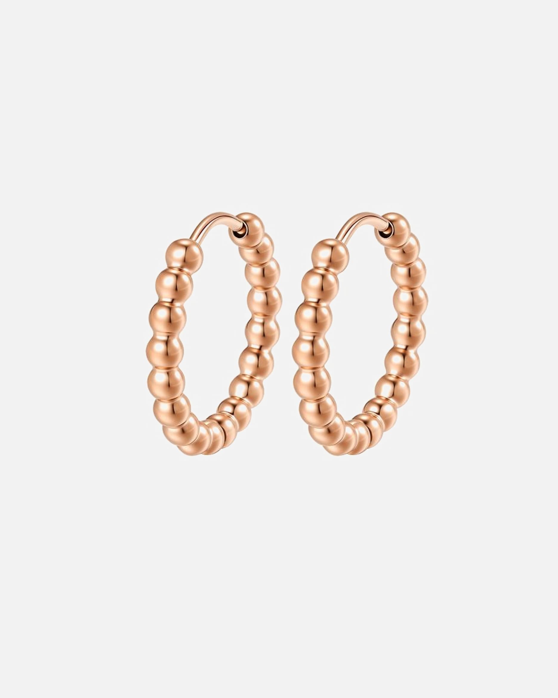 Creolen für Weiblich Hey Happiness Default Brand Line Perlen Creolen – 18K rosévergoldete Edelstahl Ohrringe – wasserfest 10 mm