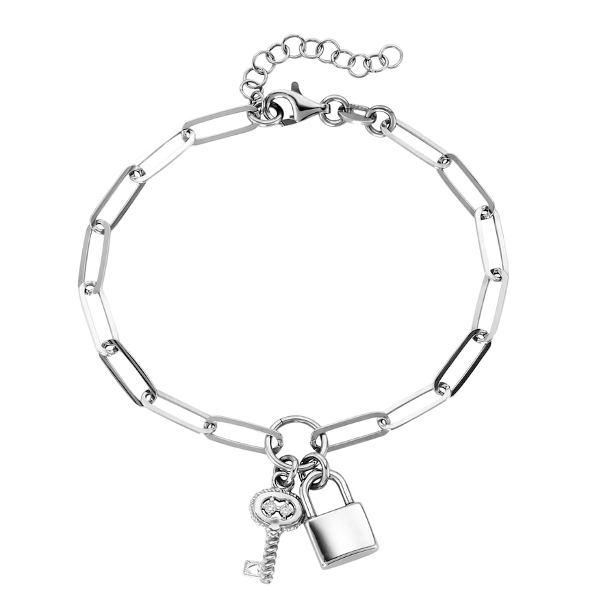 Smart Jewel Armband mit Anhänger Schloss und Schlüssel, Silber 925 19 cm