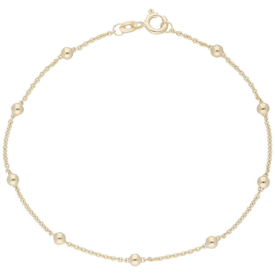 Luigi Merano Armband Ankerkette mit Kugeln, teilmassiv, Gold 585 18,5 cm Damen