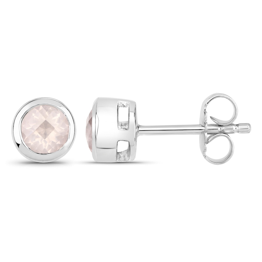 Vira Jewels Ohrstecker 925/- Sterling Silber Rosenquarz rosa 0,88ct. weiß Damen