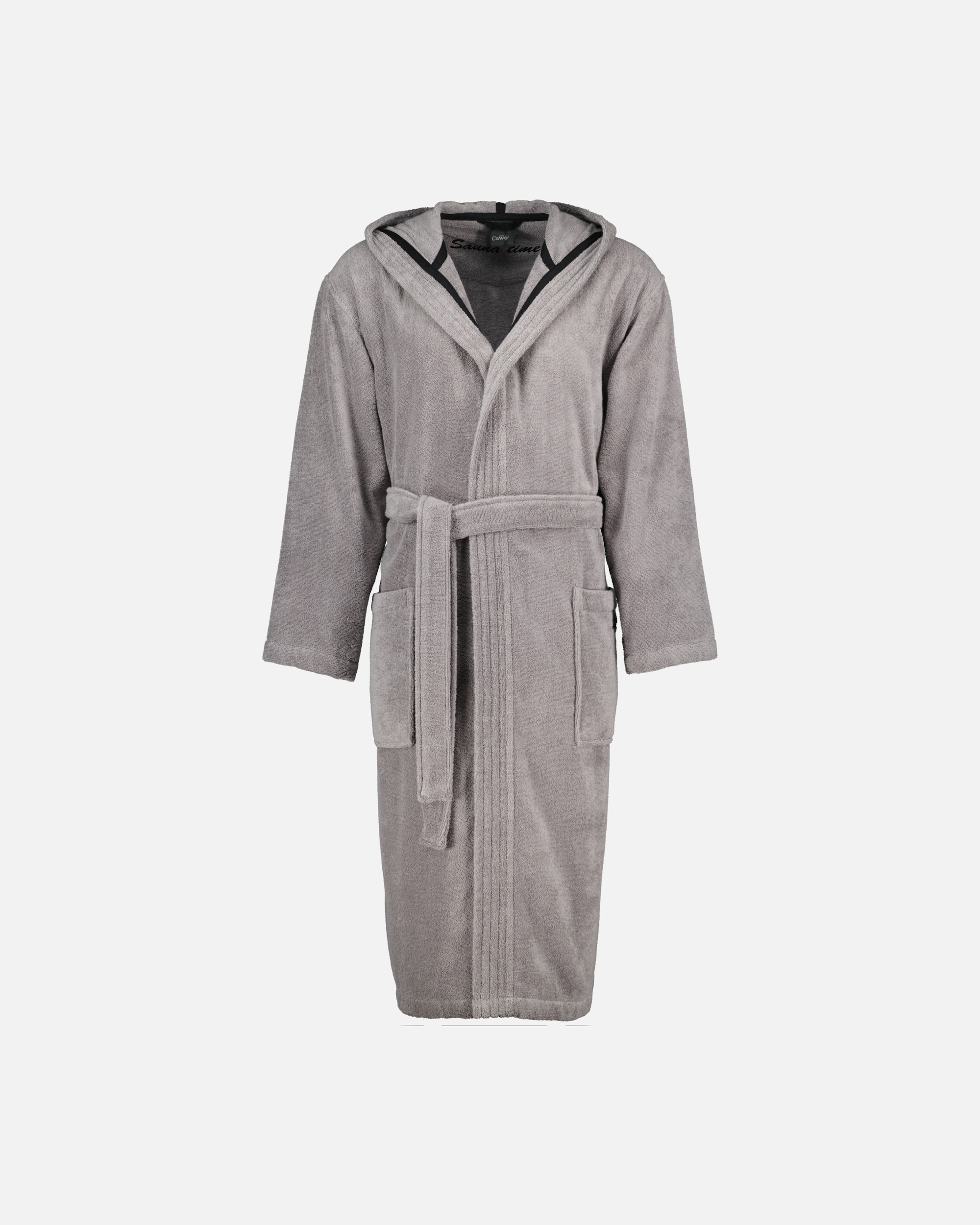 Bademantel für Männlich Cawö Cawö Bademäntel Herren Kapuze Sauna Time 833 stein - 79 L