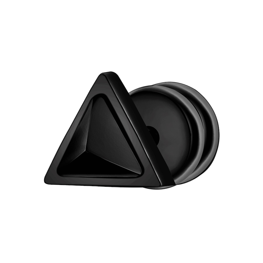 True Rebels Ohrstecker Dreieck aus Edelstahl in Schwarz mit Zirkonia 5,7 mm Herren