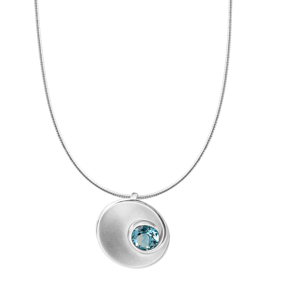 Celesta Halskette 925 Silber mattiert mit echtem Blautopas 925/- Sterling beh. blau 45,0cm Weiss Damen