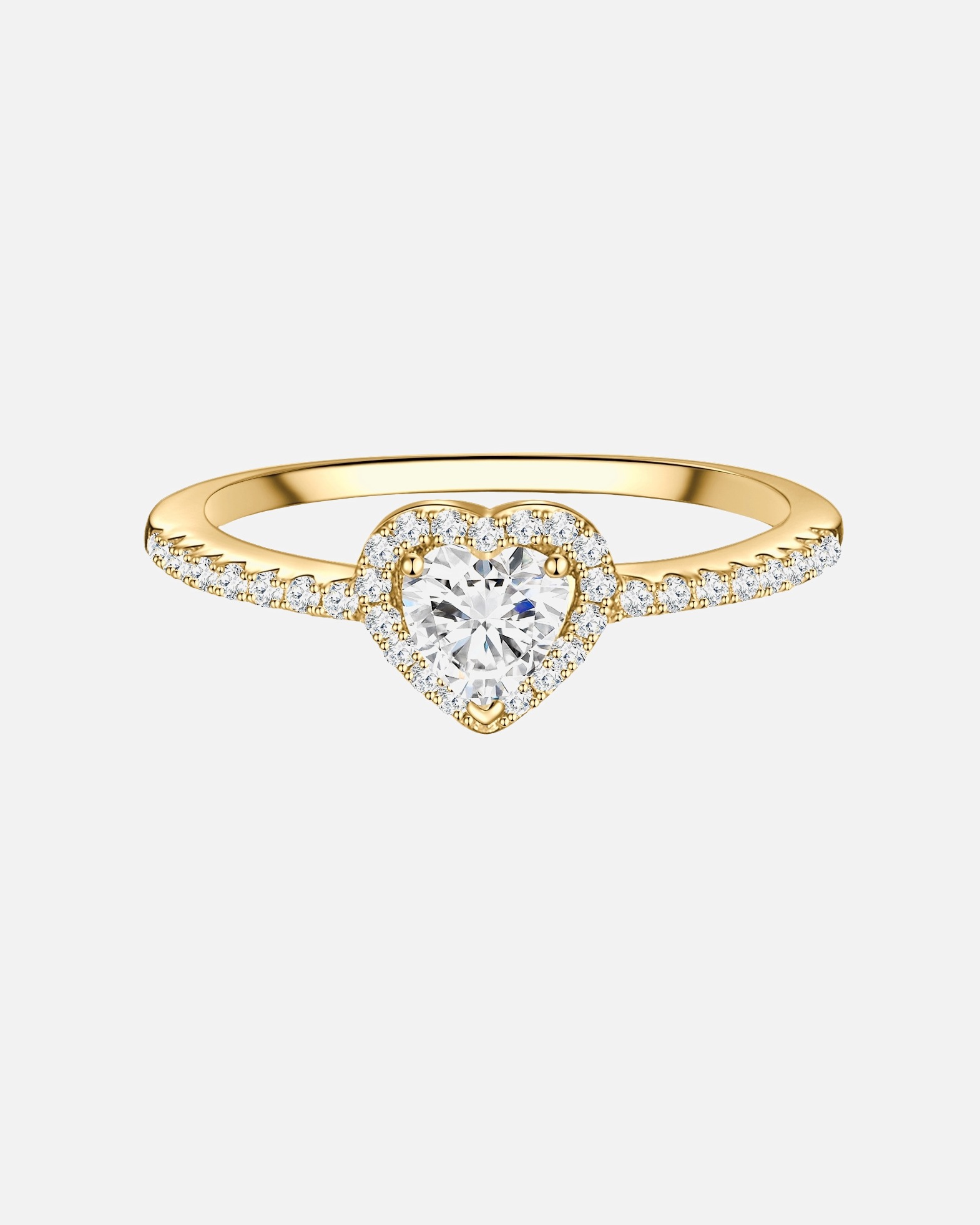 Ring für Weiblich Trilani Ring Herz aus Sterling Silber in Gelbgold mit Zirkonia 56
