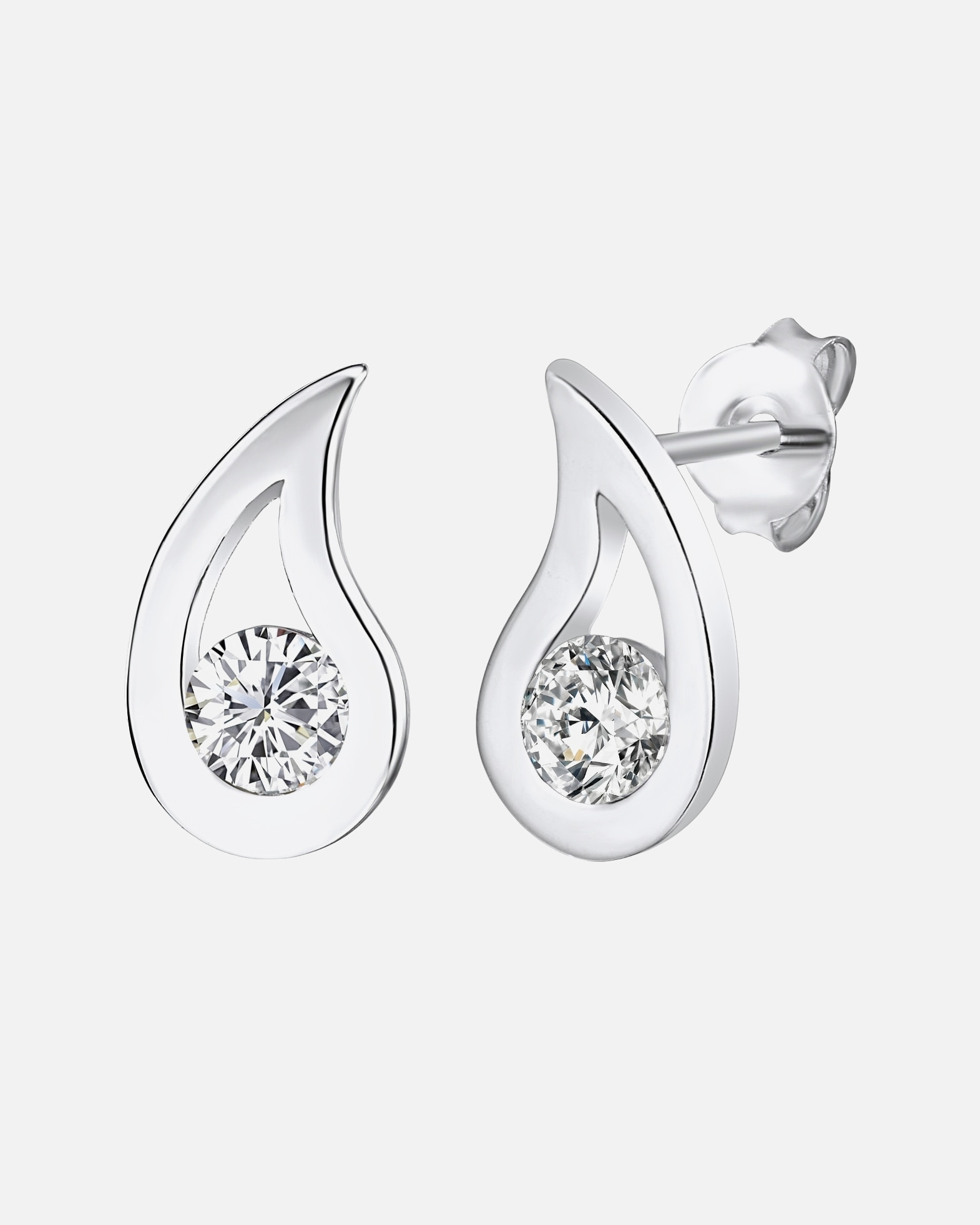 Ohrringe für Weiblich Rafaela Donata Ohrstecker Tropfen Sterling Silber Zirkonia in Silber 12,4 mm