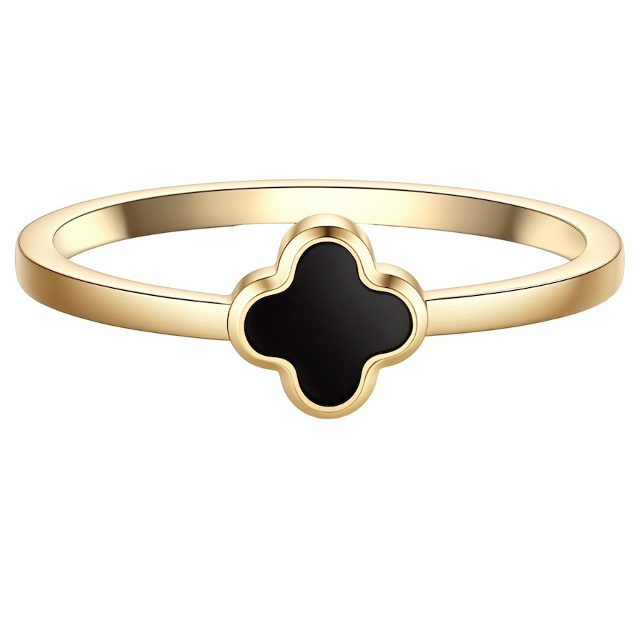 Glanzstücke München Ring Kleeblatt aus Edelstahl in gelbgold mit Achat 58 Damen