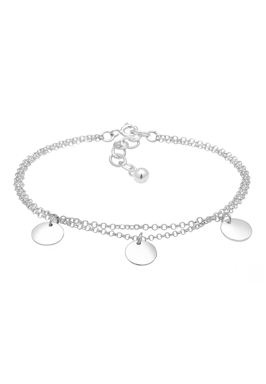 Elli Kreis Layer Geo Plättchen 925 Sterling Silber silberfarben Damen