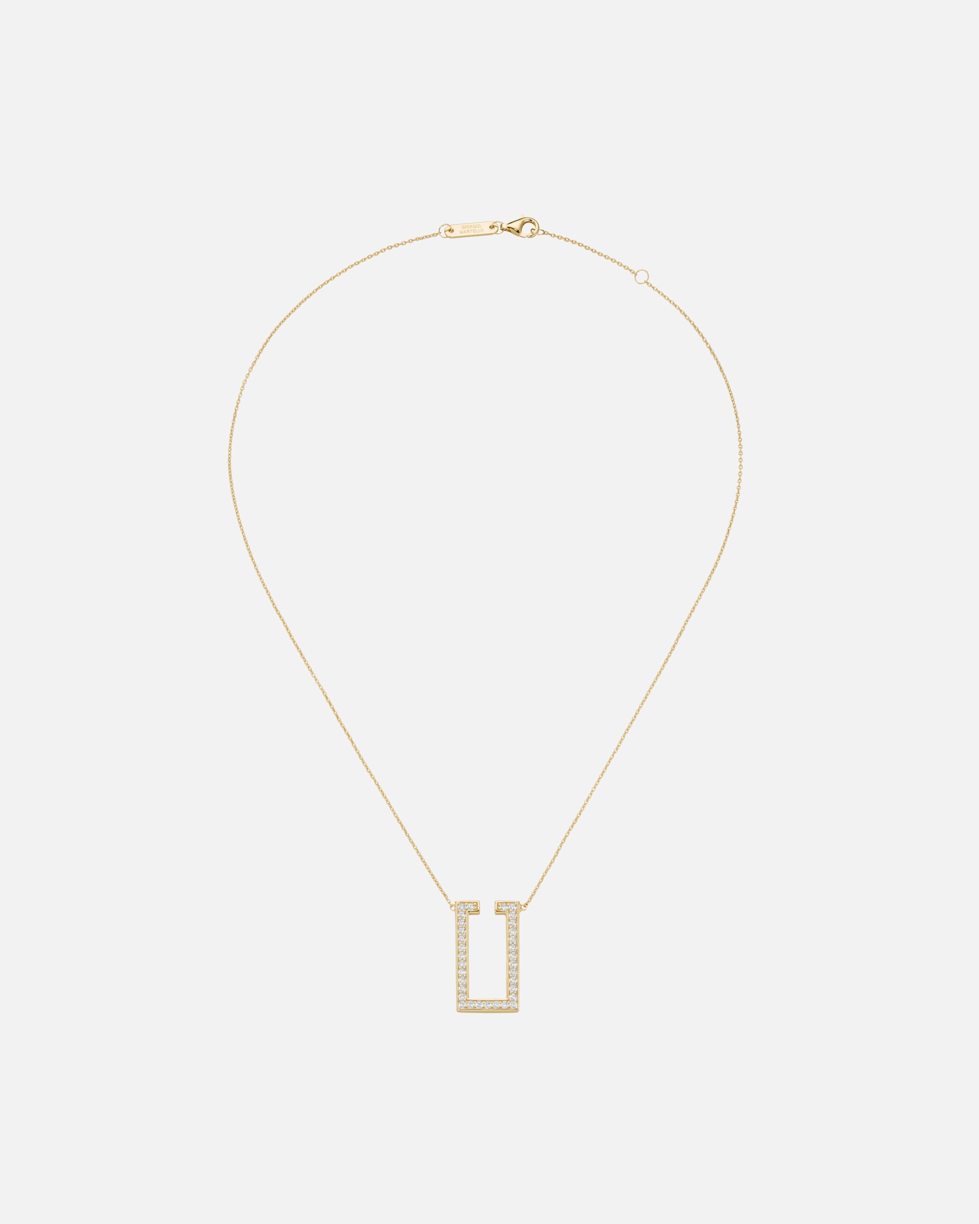 Halskette für Unisex Giorgio Martello Milano Collier Mittelteil U-förmig mit Zirkonia, Silber 925 Gold