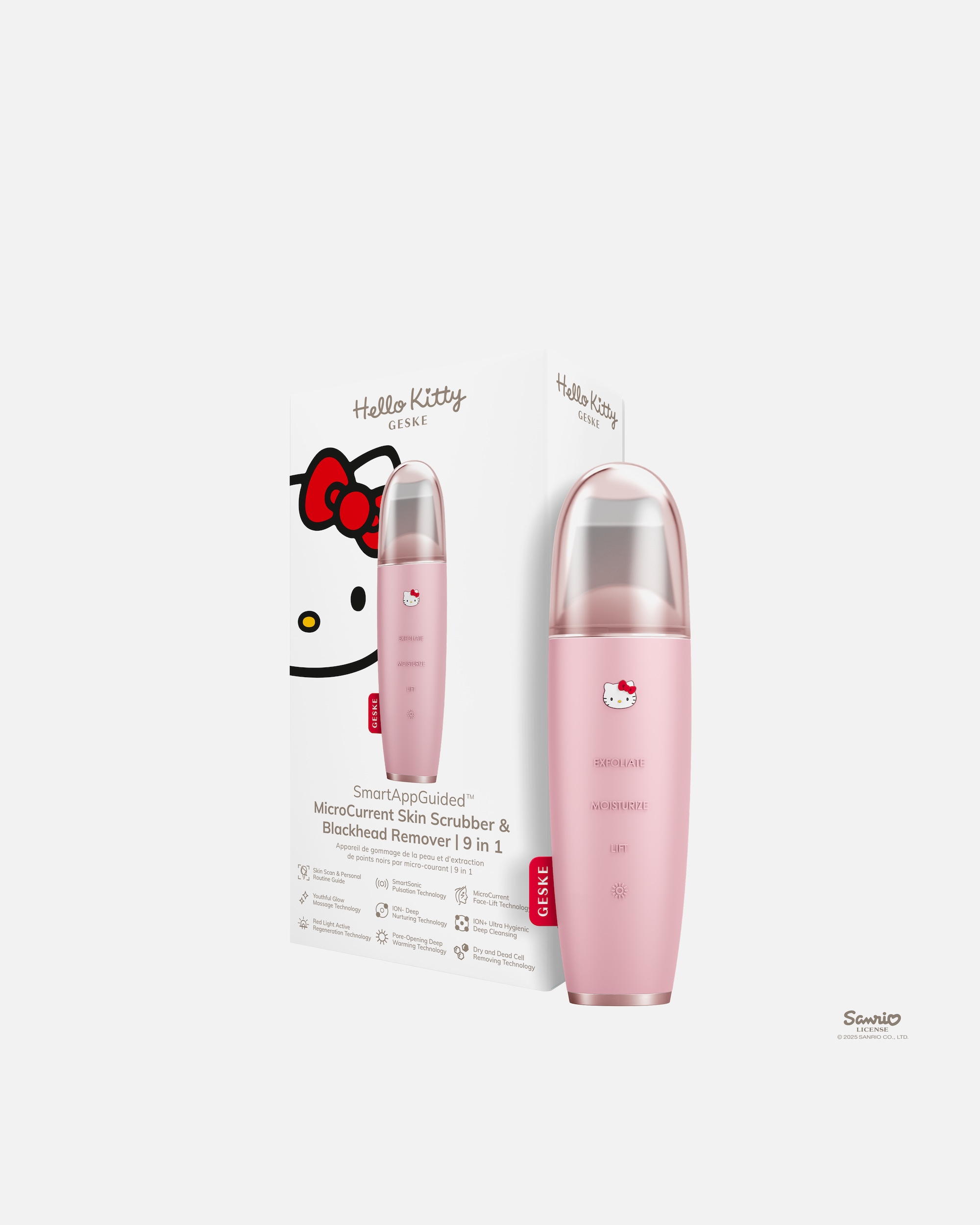 Multifunktionsgerät für Unisex GESKE SmartAppGuided™ MicroCurrent Skin Scrubber & Blackhead Remover 9 in 1 Hello Kitty Pink