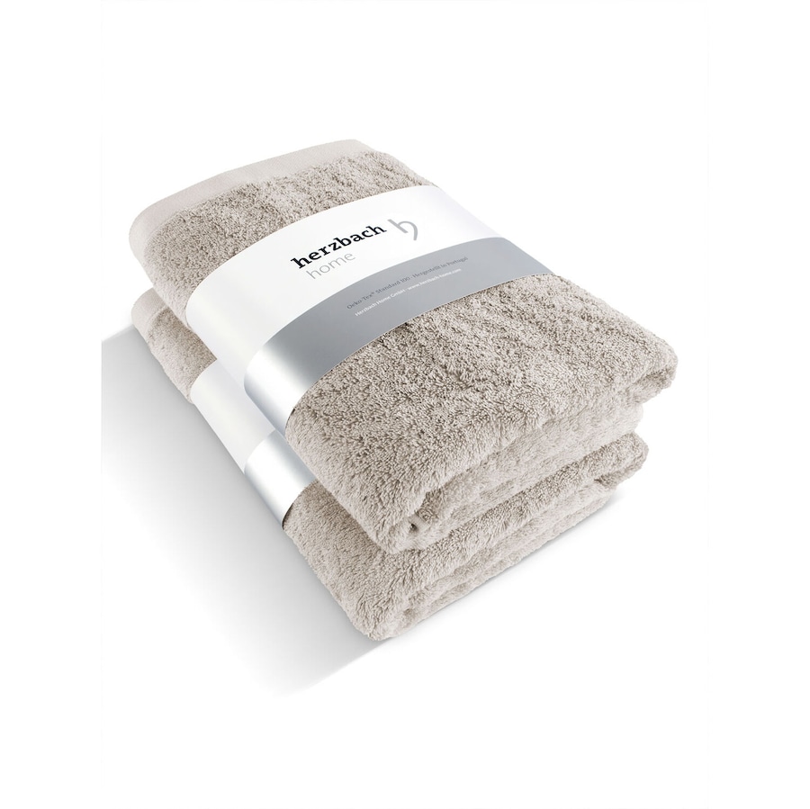 Herzbach Home Duschtuch Pura 2er-Set einfarbig Sandgrau