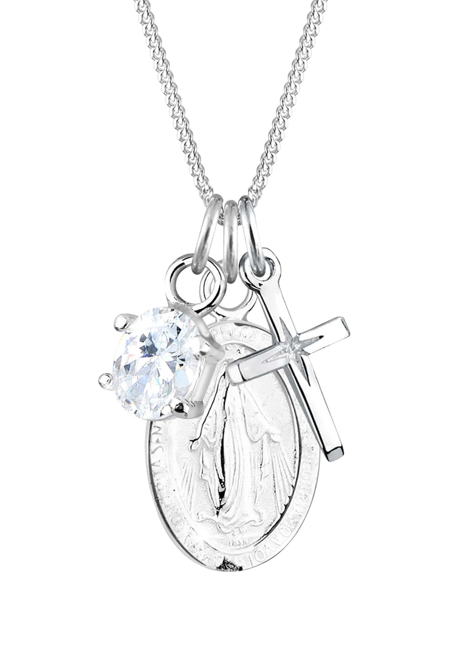 Elli Marienbild Zirkonia Kreuz 925 Sterling Silber silberfarben Damen