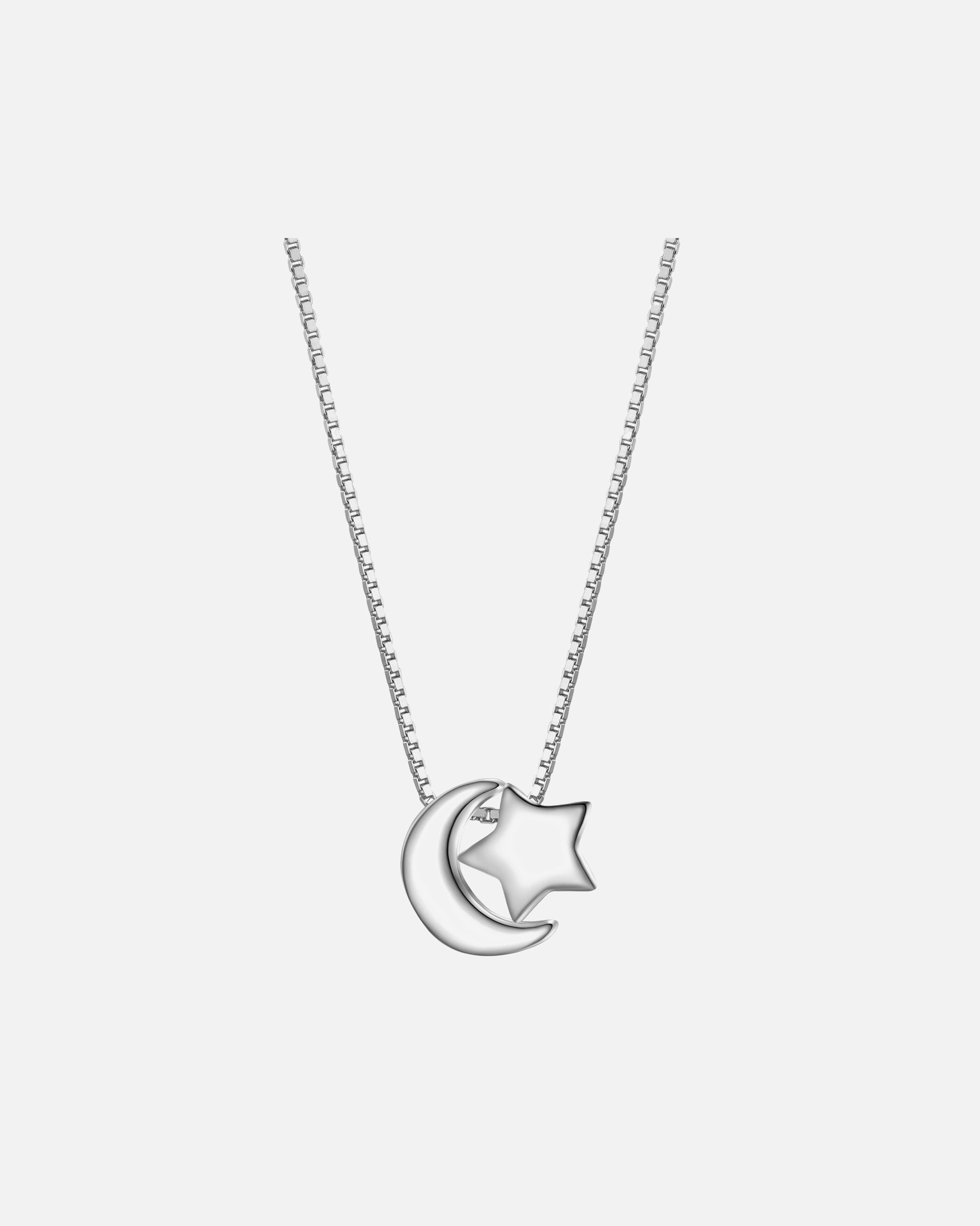 Halskette für Weiblich Glanzstücke München Halskette Mond/Stern aus Sterling Silber in silber 40,0 cm Basiskette + 5,0 cm Verlängerung