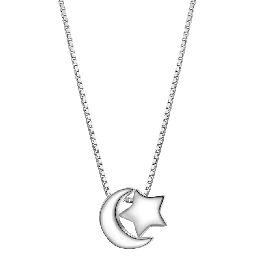 Glanzstücke München Halskette Mond/Stern aus Sterling Silber in silber 40,0 cm Basiskette + 5,0 Verlängerung Damen