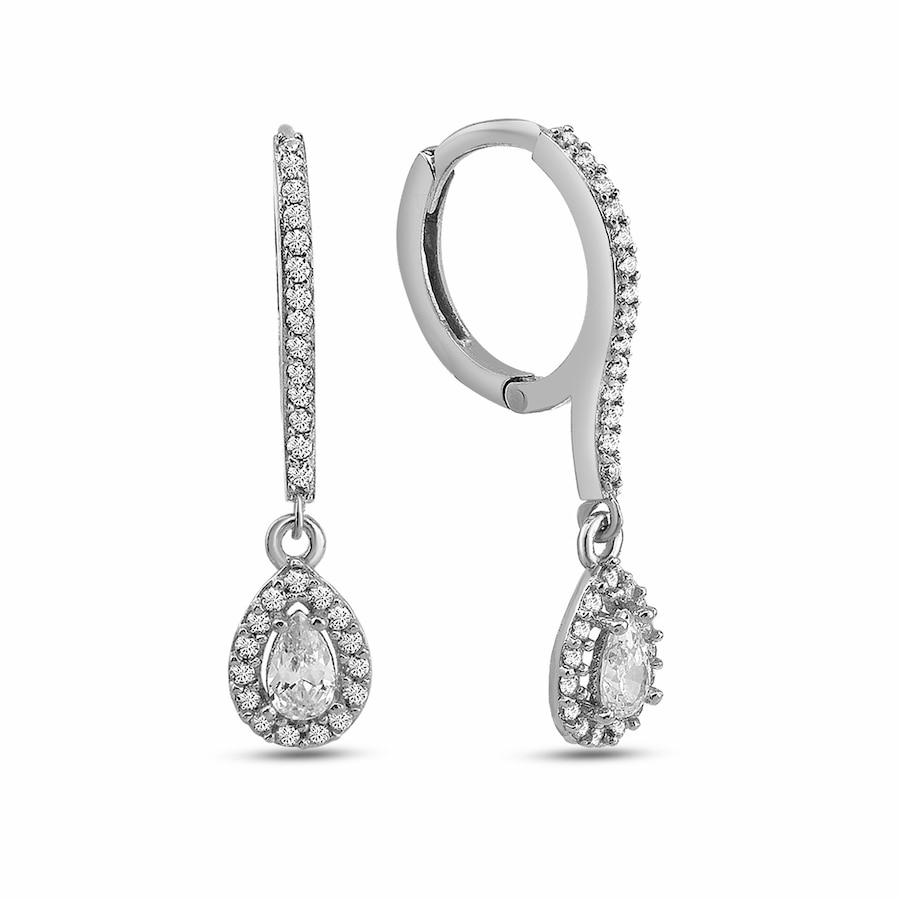 dKeniz Ohrhänger 925/- Sterling Silber Zirkonia weiß Weiss Damen