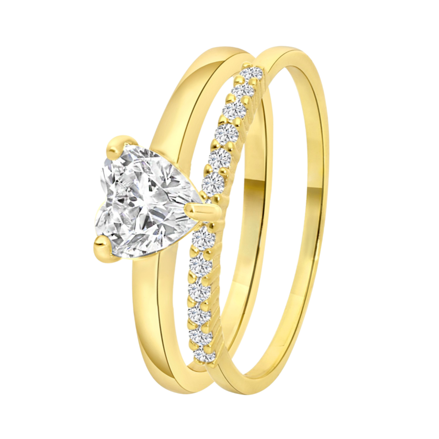 Lucardi Ringe 925 Silber - goldfarbig 49mm Damen