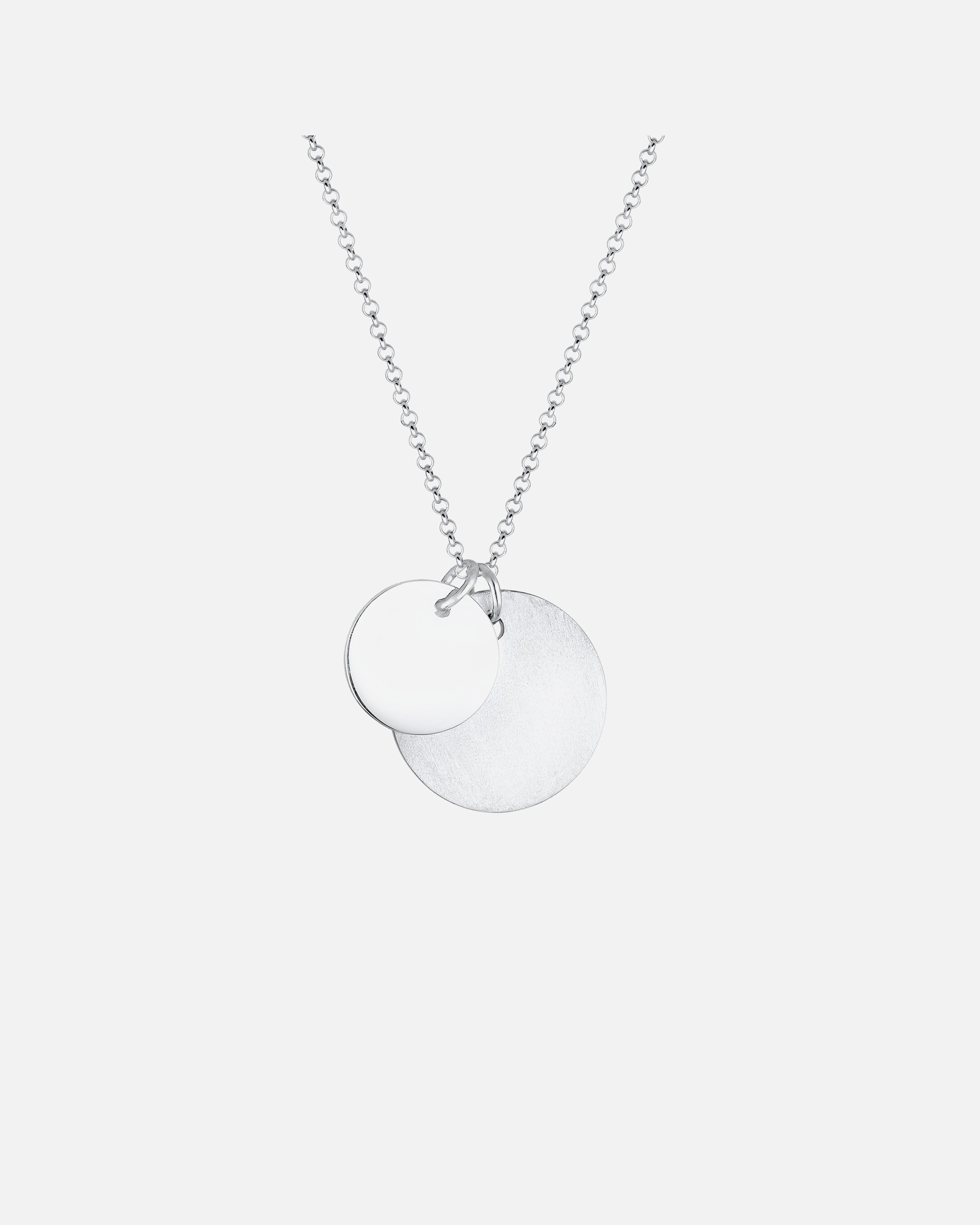 Halskette für Weiblich Elli Duo Erbskette Plättchen Kreis Brushed 925 Silber silberfarben