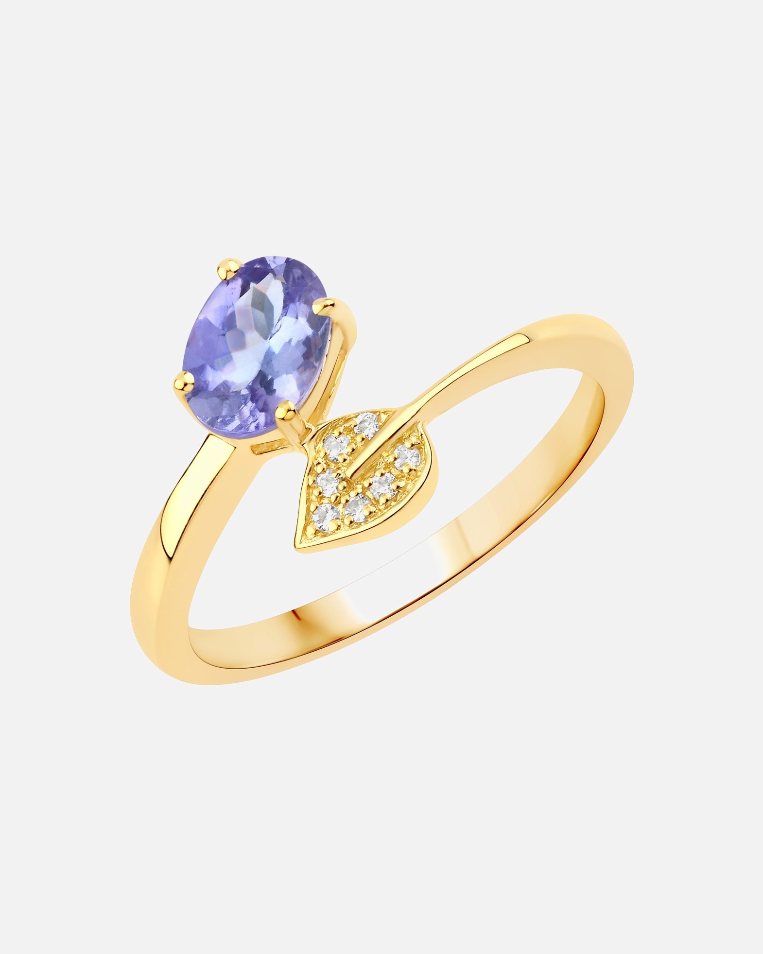 Ring für Weiblich Rafaela Donata Ring Sterling Silber Tansanit in Gelbgold 50