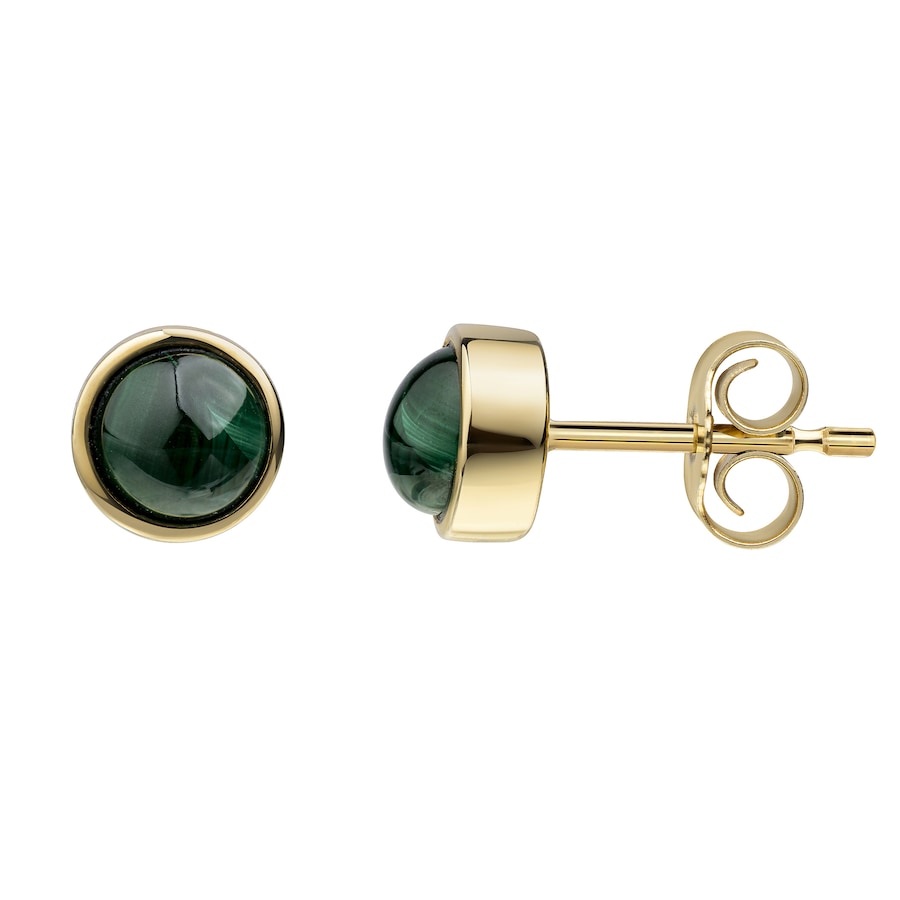 Celesta Ohrstecker 375/- Gelbgold Malachit Gold grün gelb vergoldet Damen