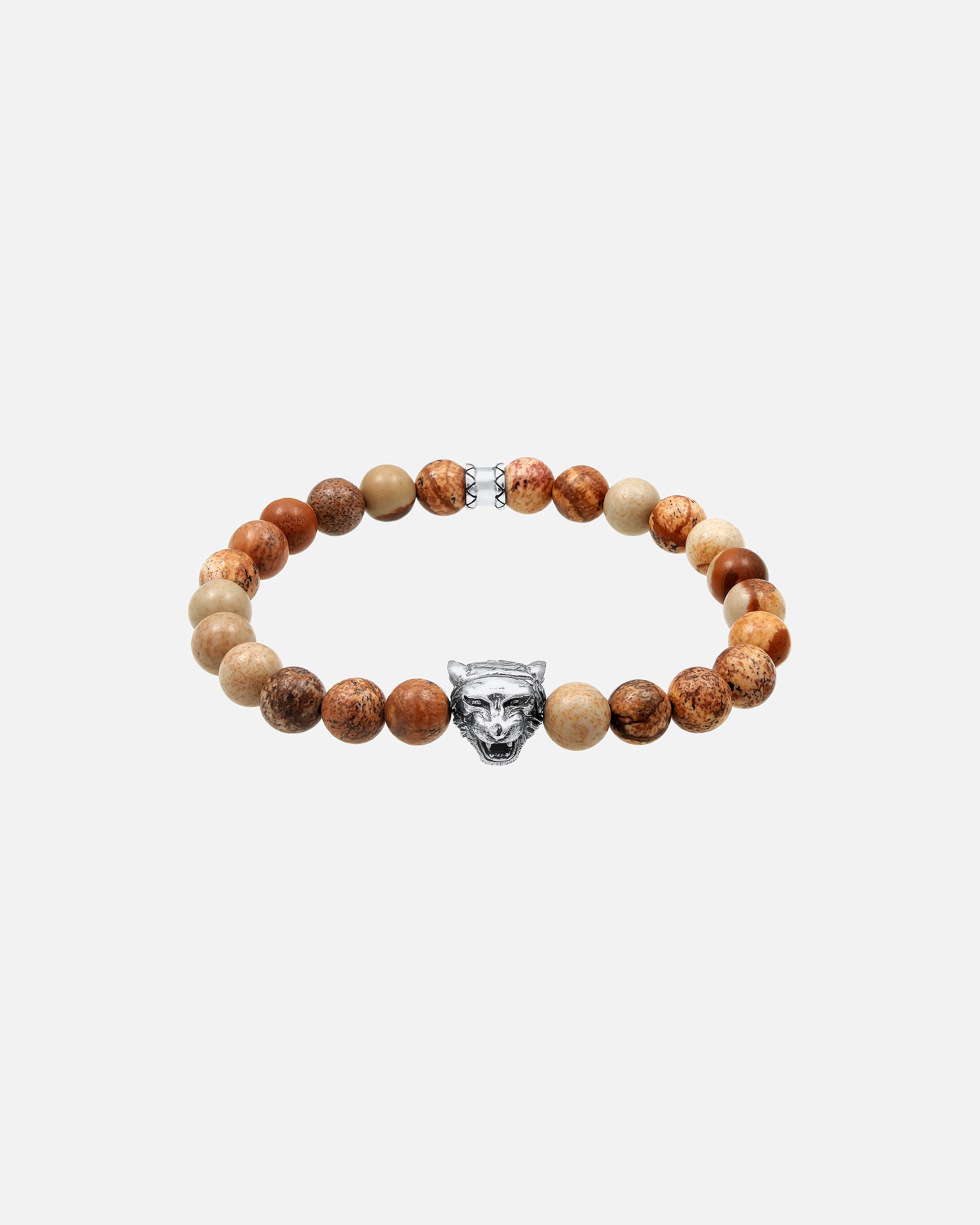 Armband für Männlich KUZZOI Herren Tiger Kopf Achat Jasper Look 925er Silber 21