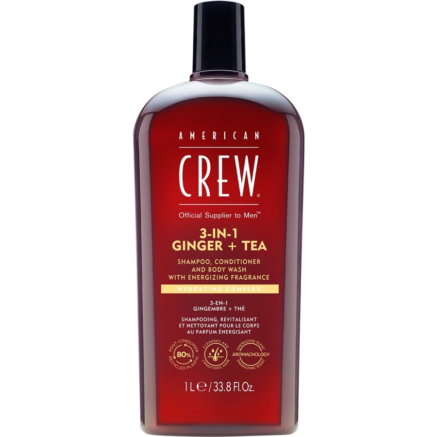 American Crew 3-in-1 Ginger + Tea Shampoo, Conditioner and Body Wash 1000 ml Herren