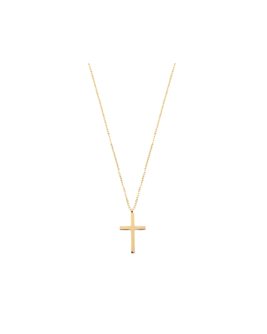 Hey Happiness Kette mit Kreuz-Anhänger Edelstahl Gold Damen