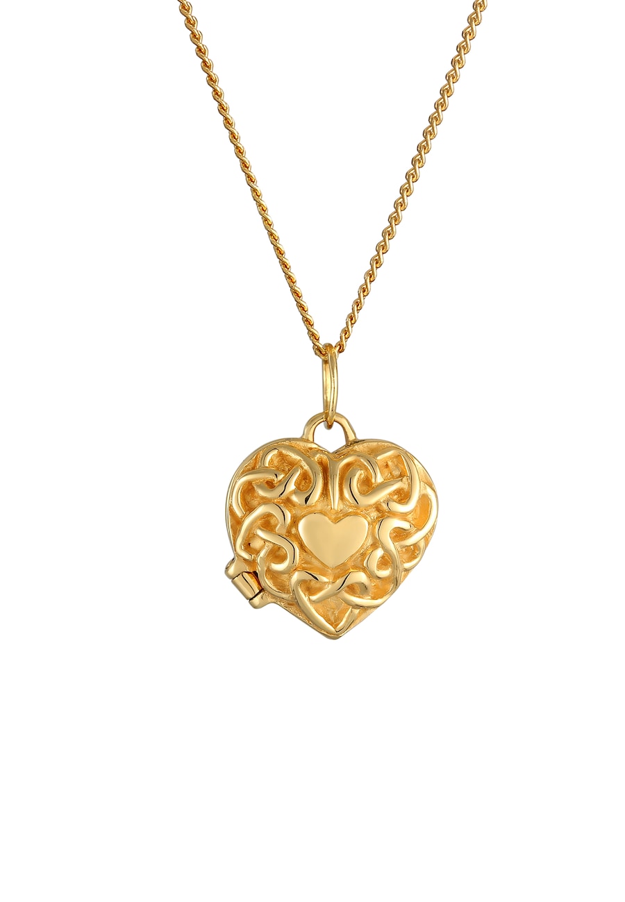 Elli PREMIUM Herz Ornament Amulett Medaillon 585 Gelbgold 45 Damen