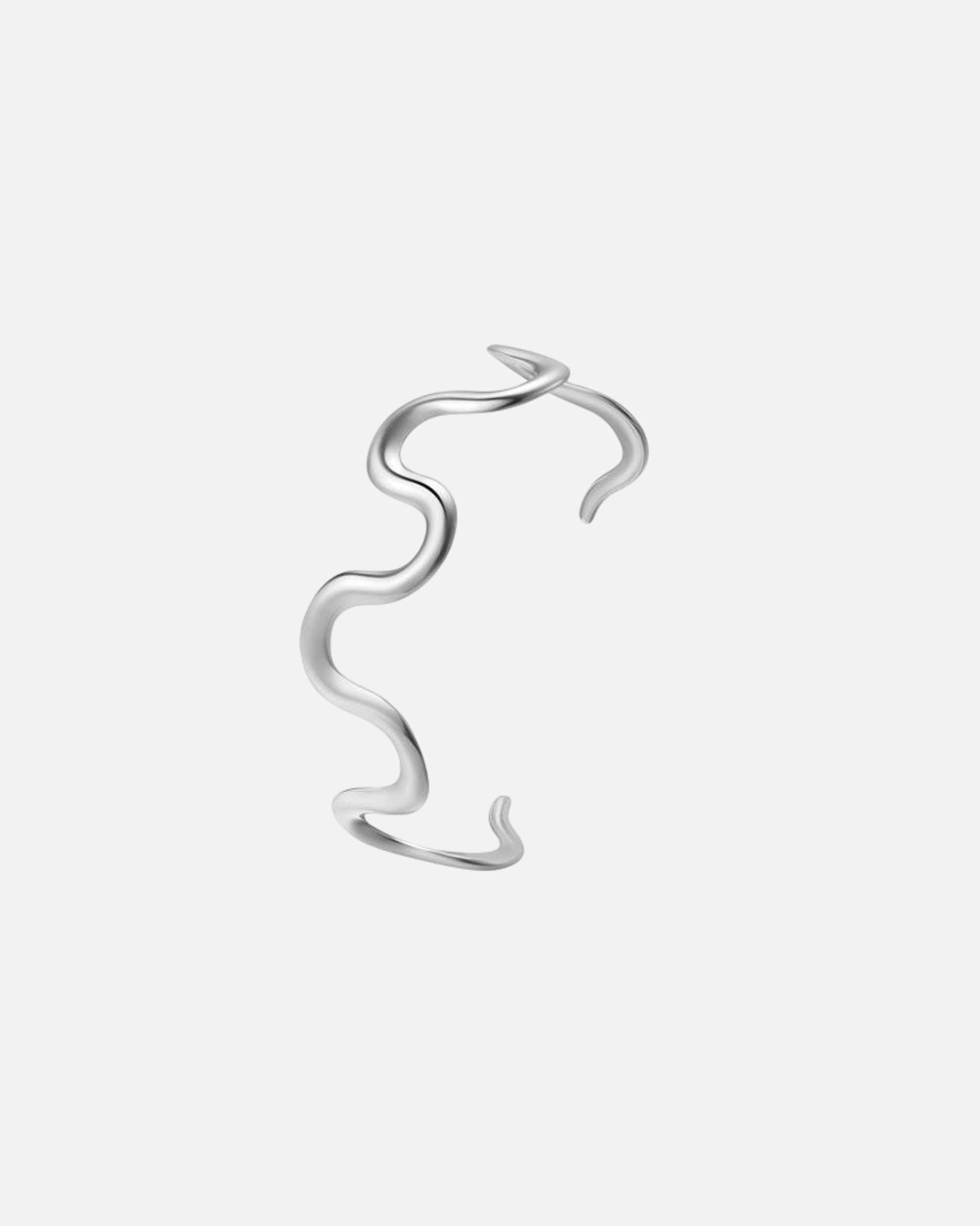 Armband für Weiblich Hey Happiness Default Brand Line Offene Flow-Armspange aus Edelstahl Silber