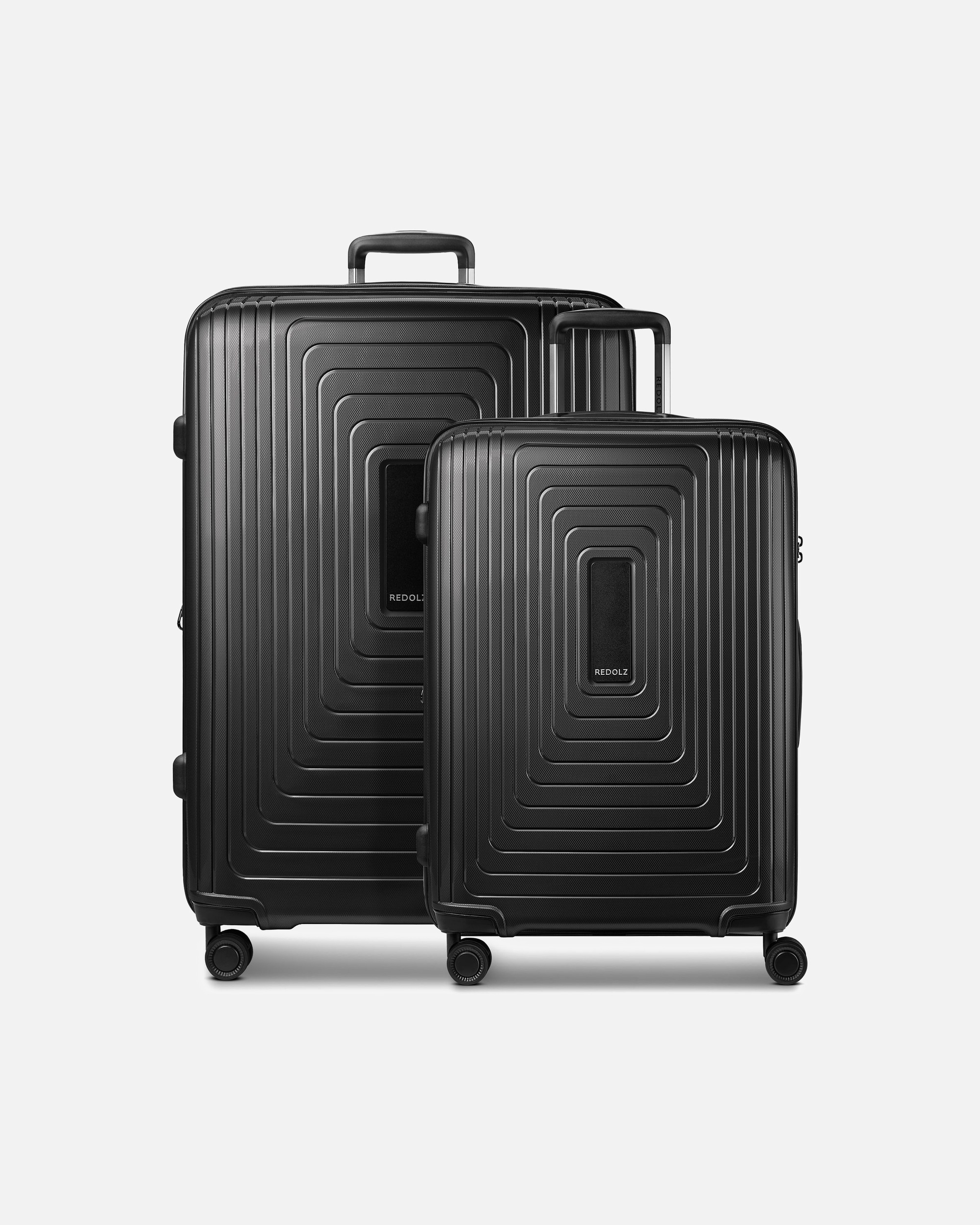 Koffer für Männlich Redolz Essentials 14 4-Rollen Kofferset M+L mit Dehnfalte black metallic