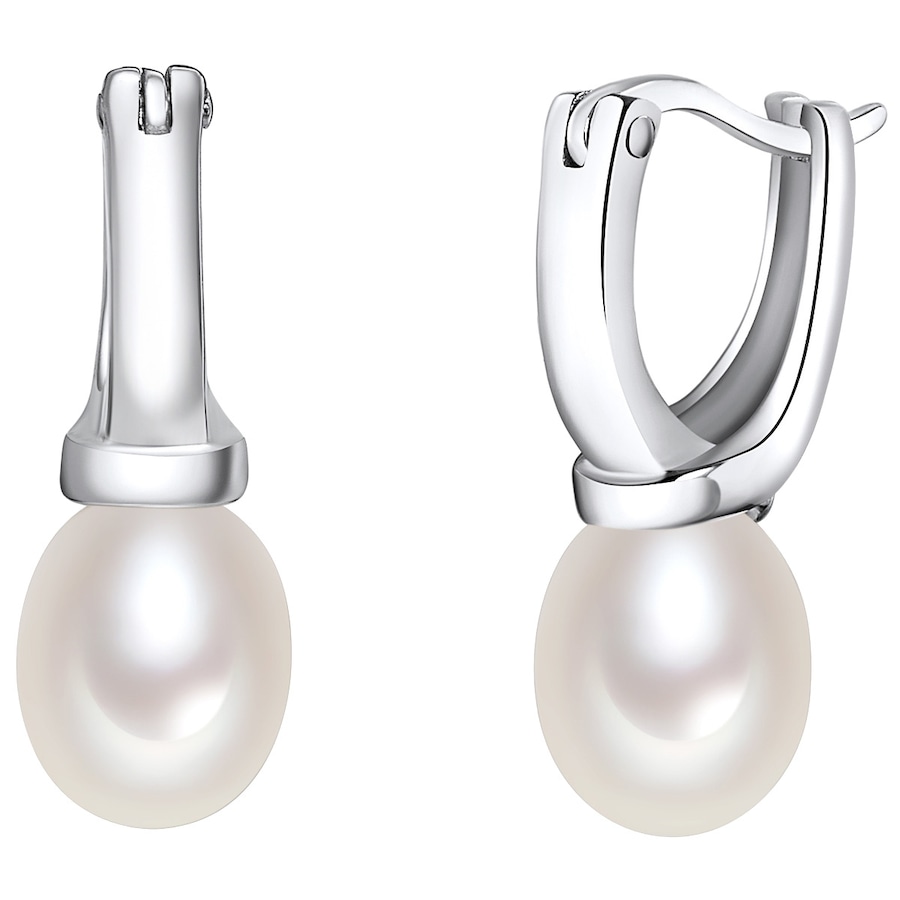 Valero Pearls Creolen Gelbvergoldet Süßwasser-Zuchtperlen weiß 22,0 mm Damen