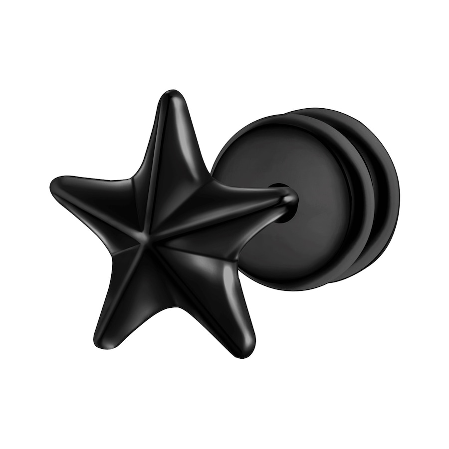 True Rebels Ohrstecker Stern aus Edelstahl in Schwarz 7,5 mm Herren