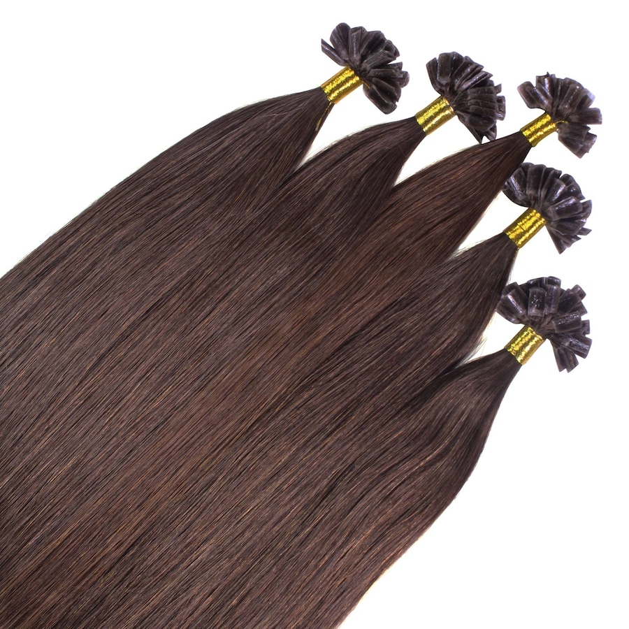 hair2heart Bonding Extensions Premium Echthaar #5/0 Hellbraun 0,8g 40cm Schwarz Damen