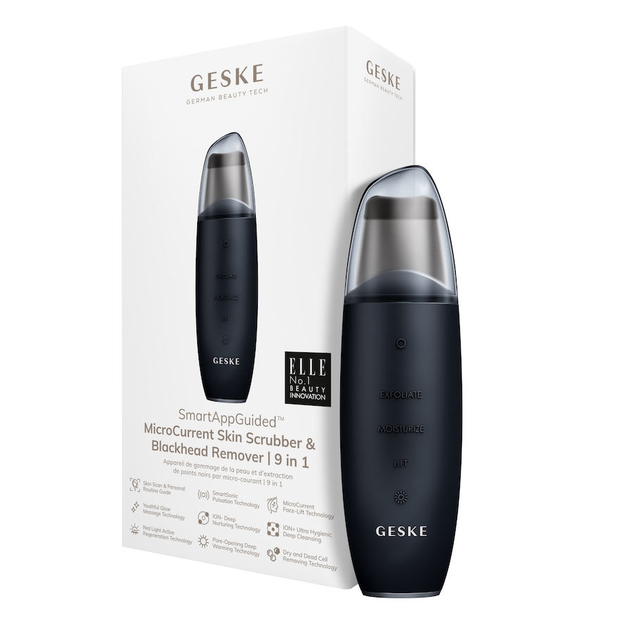 Geske SmartAppGuided MicroCurrent Skin Scrubber & Blackhead Remover 9 in 1 Black