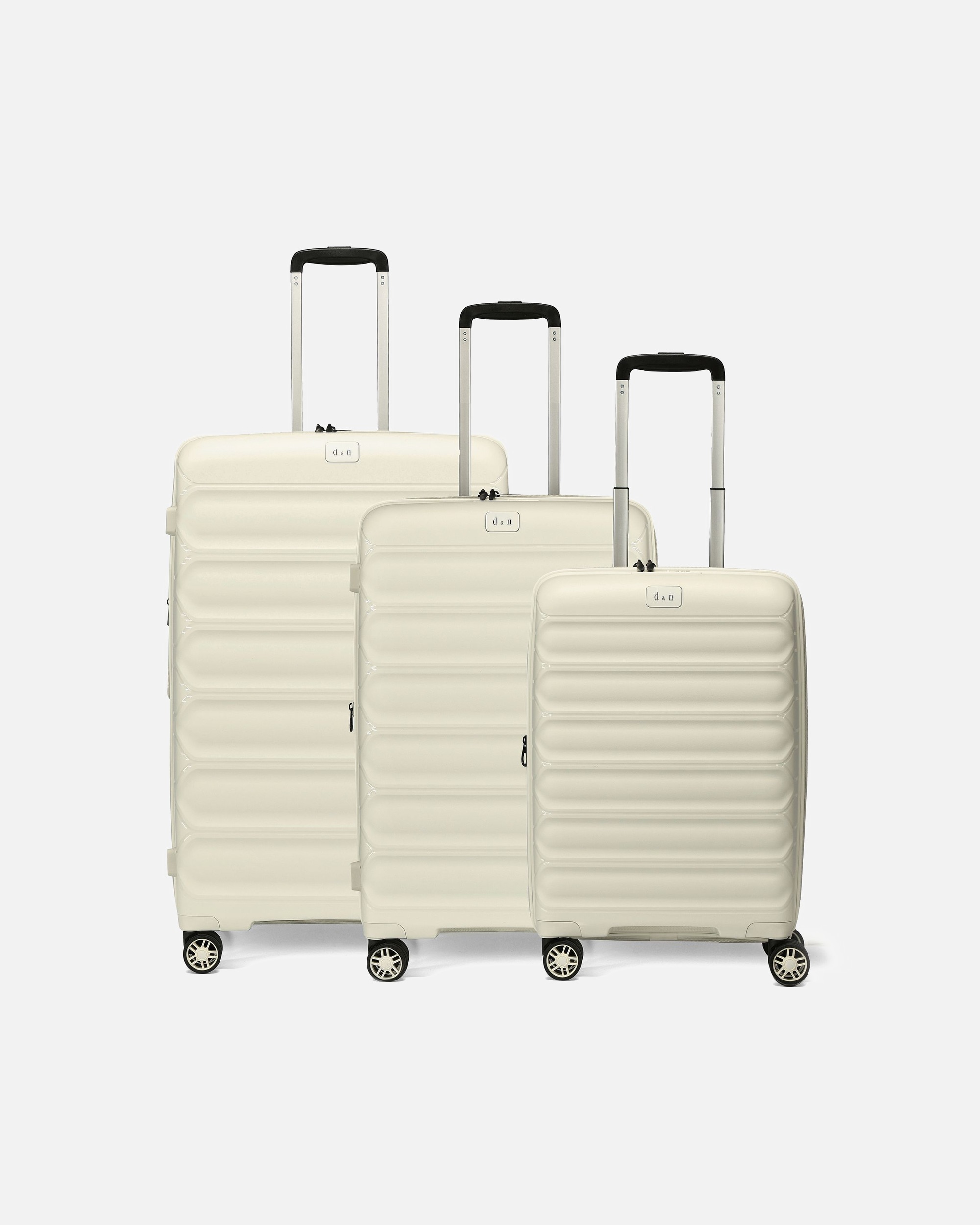 Koffer für Männlich d & n Travel Line 4700 4 Rollen Kofferset 3-teilig mit Dehnfalte cream white