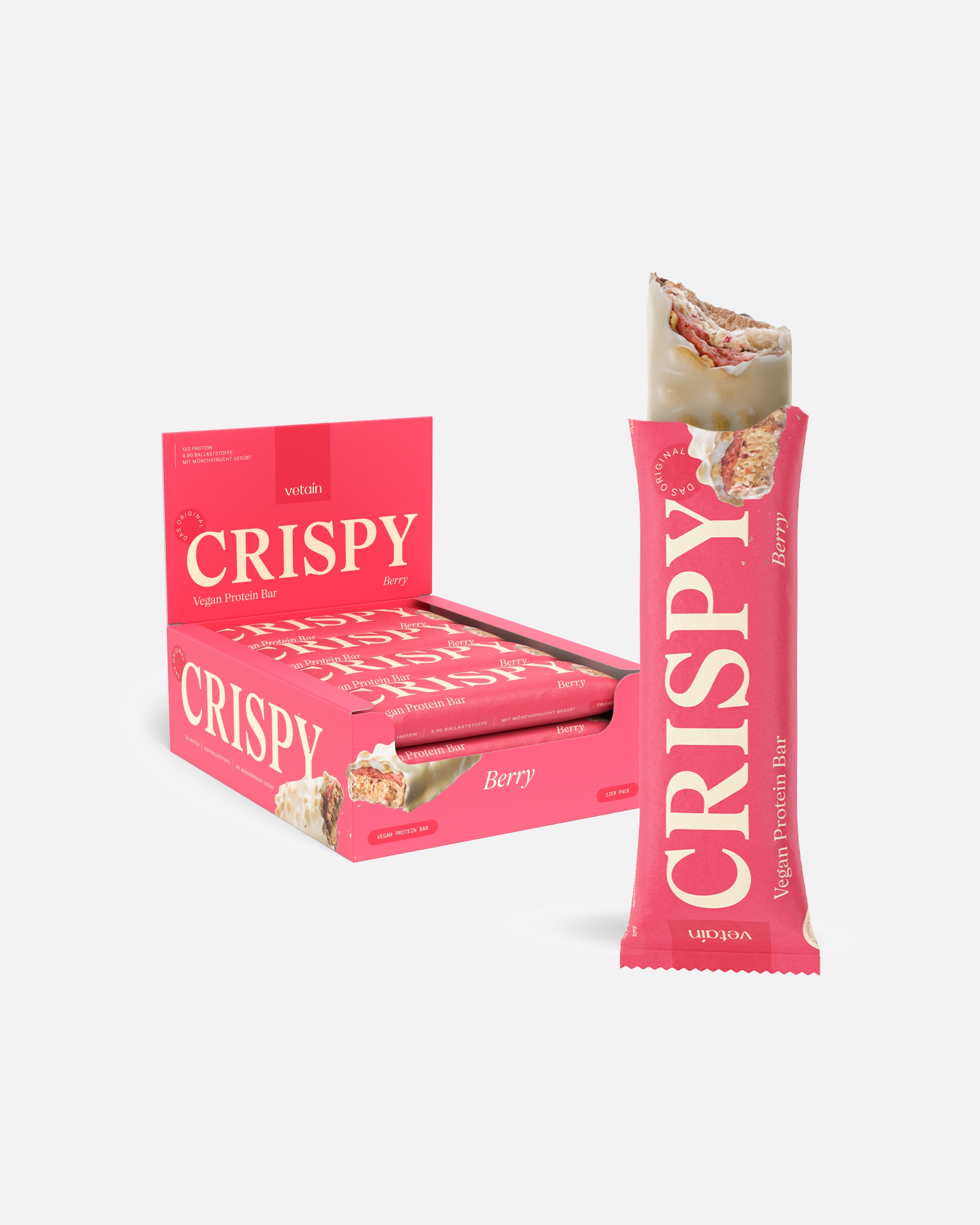 Riegel für Unisex Vetain Default Brand Line Vegan Crispy Proteinriegel mit 12g Eiweiß Berry