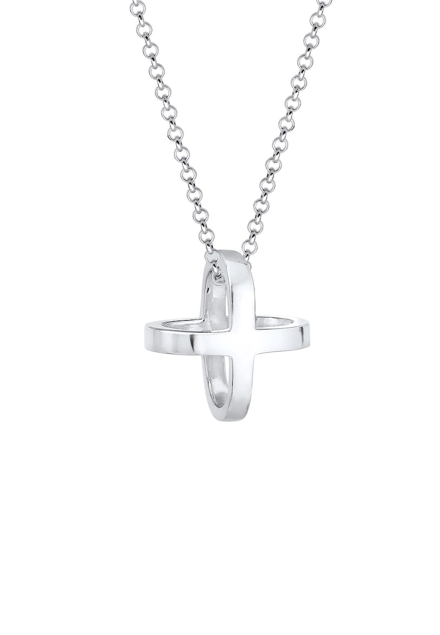 Elli Kreuz Cross Symbol 3D 925 Sterling Silber silberfarben Damen