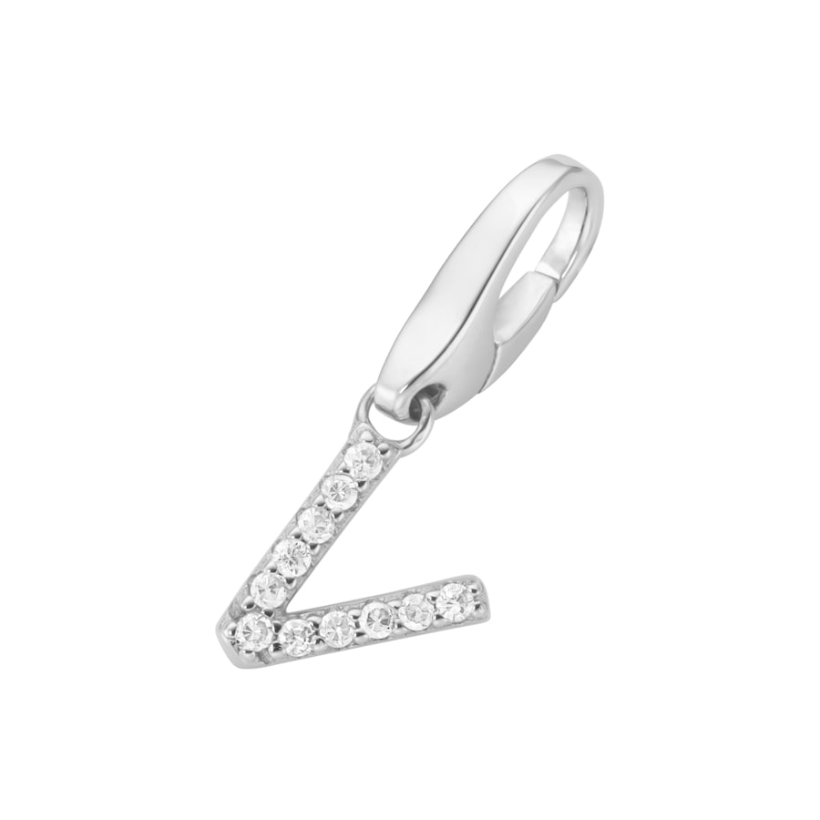 Giorgio Martello Milano Charm Buchstabe H, Zirkonia Steine, Silber 925 V Weiss Damen