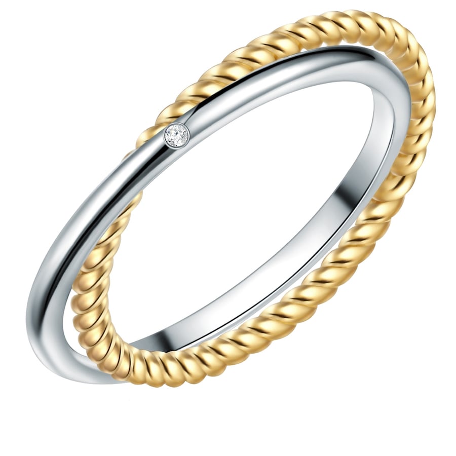 Lulu & Jane Diamant-Ring Sterling Silber Diamant in Silber/Gelbgold 52 Damen