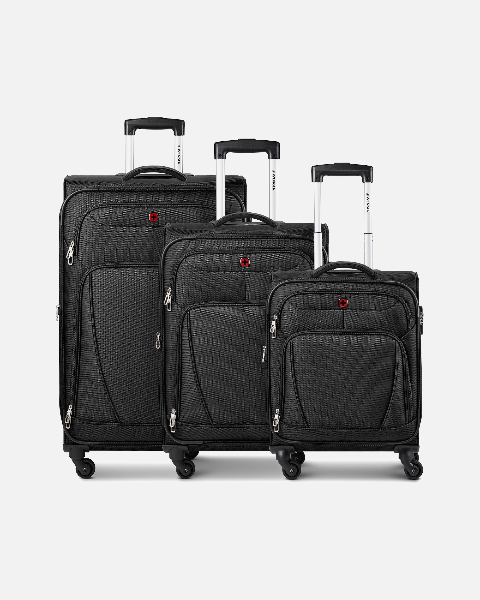 Koffer für Männlich Wenger Beaumont 4 Rollen Kofferset 3-teilig mit Dehnfalte black