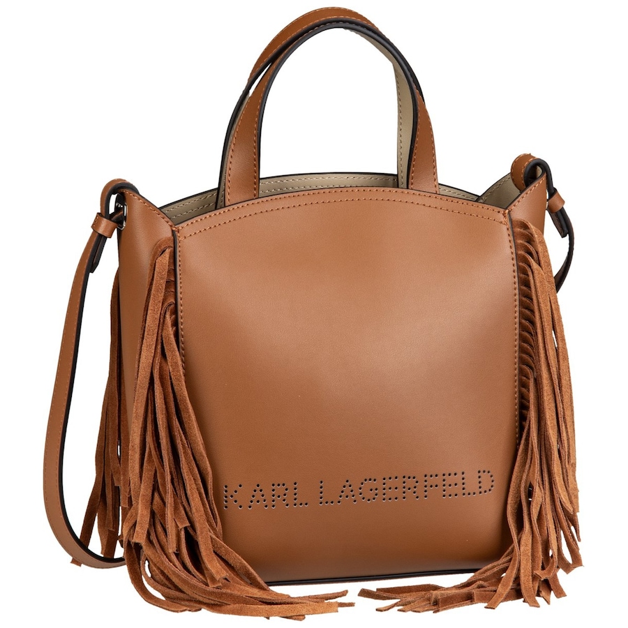Karl Lagerfeld Handtasche K/Circle SM Zip Tote Fringes Black/Nickel - Bag-Onesize Dark Tan Hellbraun