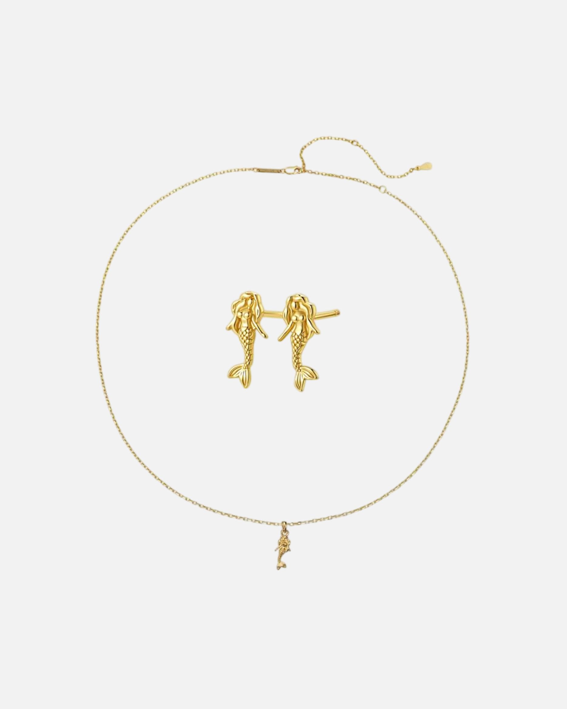 Schmuckset für Weiblich Hey Happiness Default Brand Line 925 Silber - Kette & Ohrringe Meerjungfrau Gold