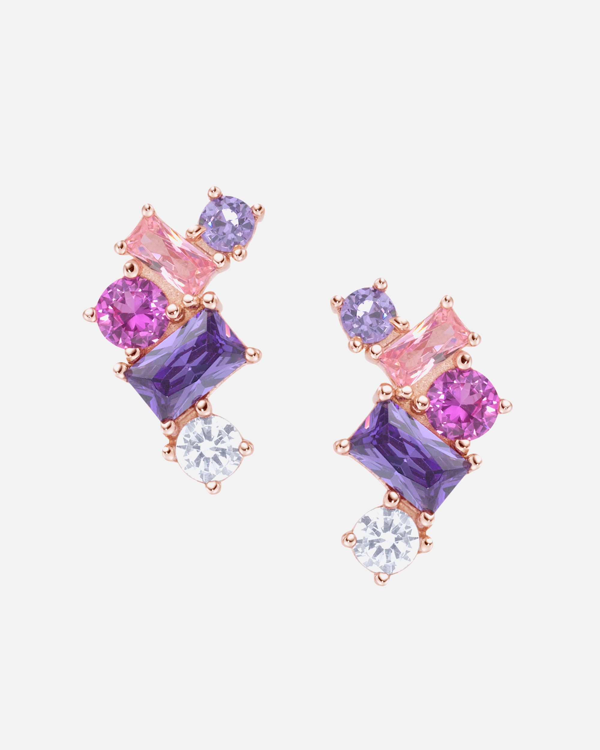 Ohrringe für Unisex Smart Jewel Ohrstecker mit bunten Zirkoniasteinen und Korunden, Silber 925 Onesize