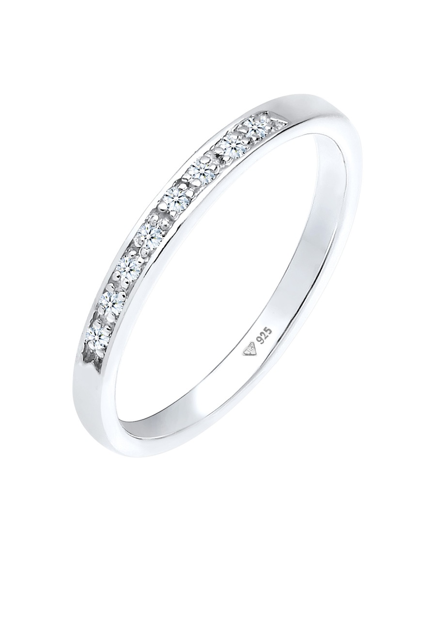 Elli DIAMONDS Aufsteckring Funkelnd Diamant (0.04 ct) 925 Silber 58 Damen