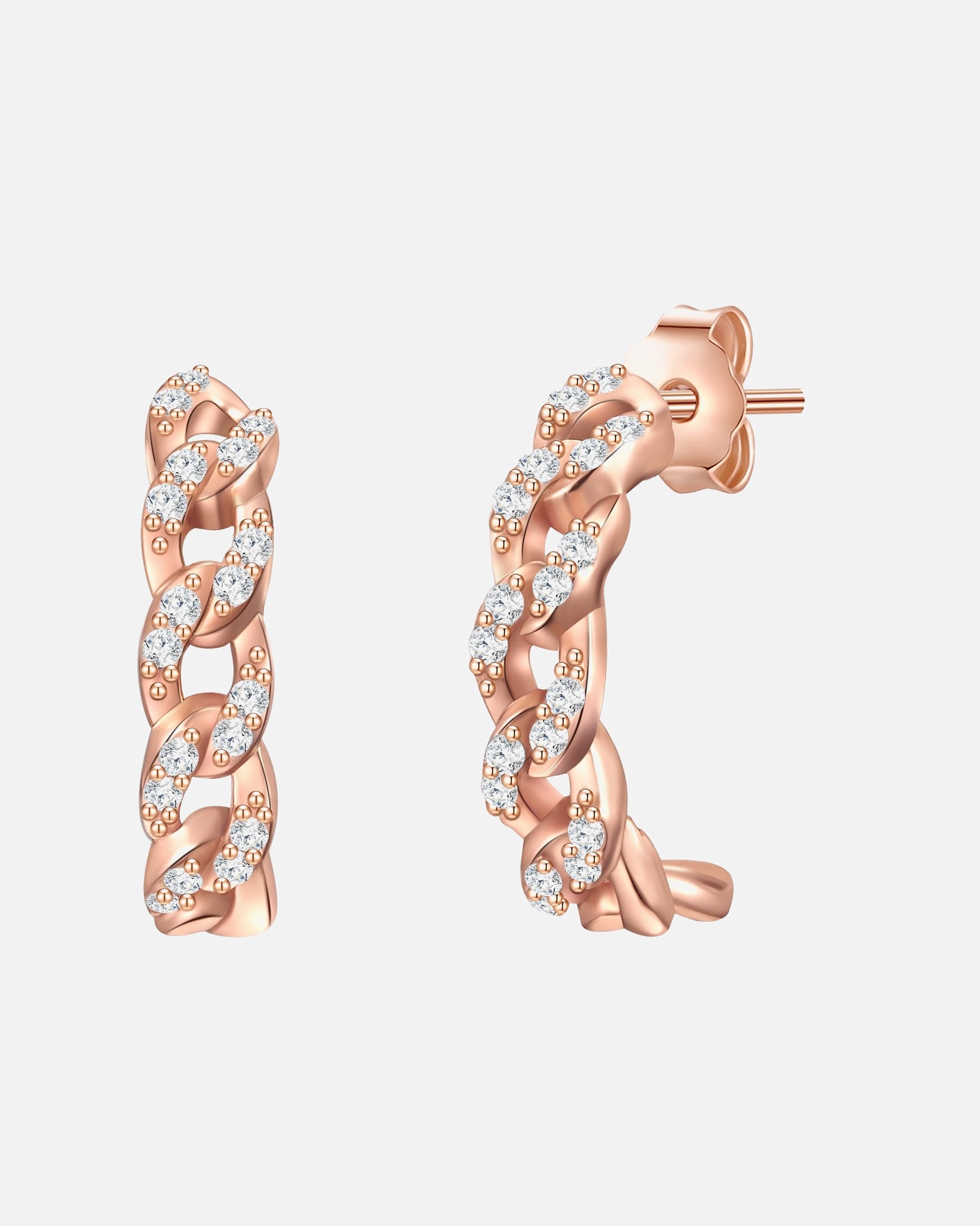 Creolen für Weiblich Glanzstücke München Creolen Sterling Silber Zirkonia in Roségold 14,3 mm