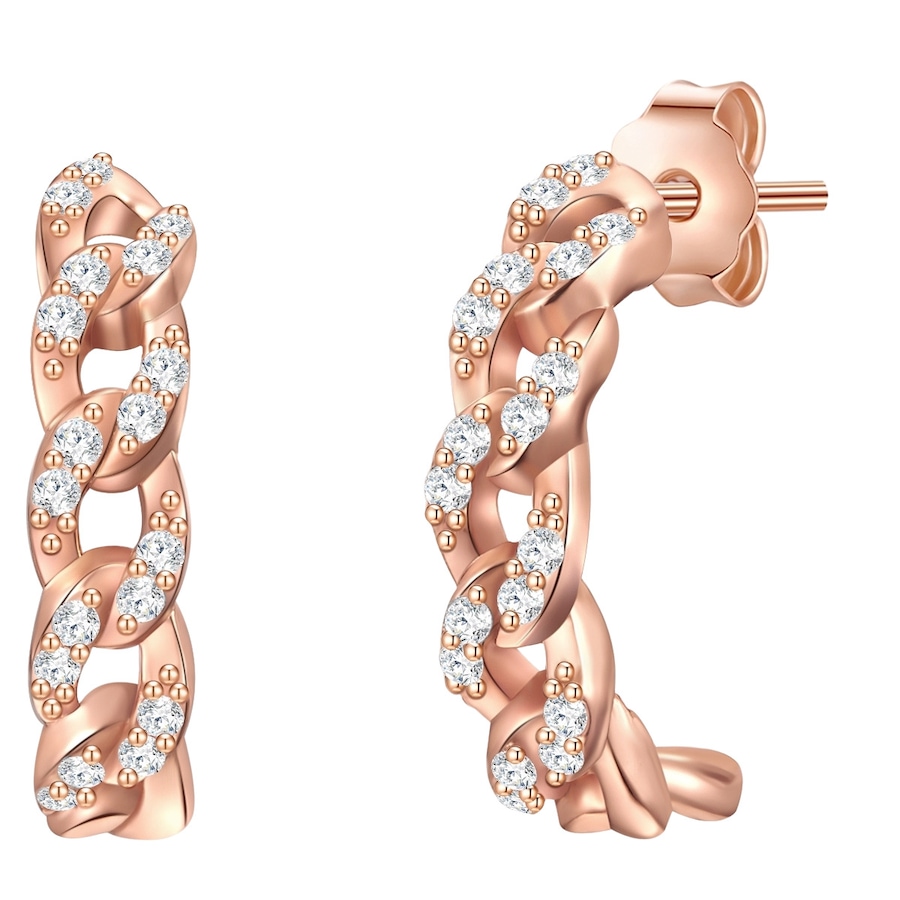 Glanzstücke München Creolen Sterling Silber Zirkonia in Roségold 14,3 mm Damen