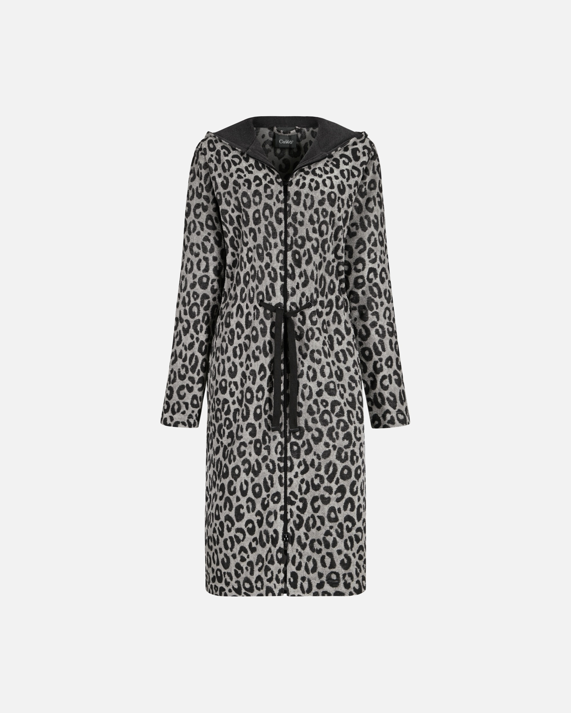 Bademantel für Unisex Cawö Cawö Bademäntel Damen Kurzmantel mit Kapuze Two-Tone Leo 851 basalt - 77 S