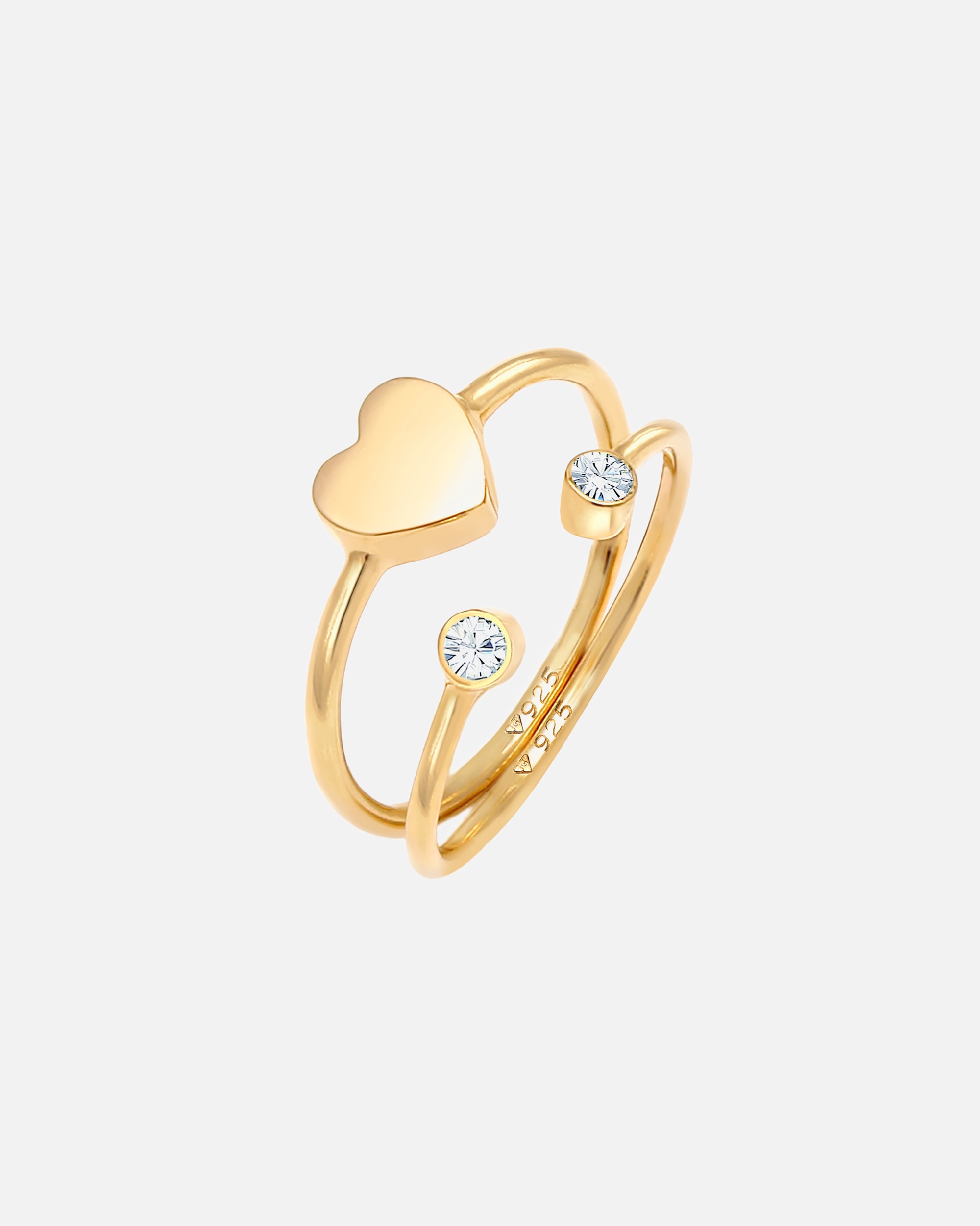 Ring für Weiblich Elli Herz Stapelring Set 925 Silber, mit Kristallen von Swarovski® 54